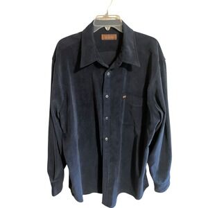 Tasso Elba Dark Navy Corduroy‎ OutDoor GorpCore Rugged Button Up Men's Shirt XXL